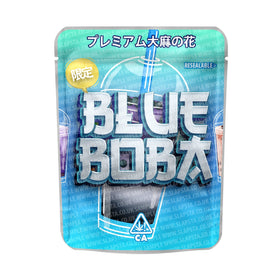 Sachets Mylar Boba bleus pré-étiquetés