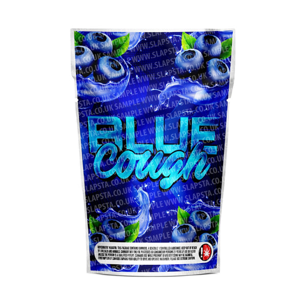 Blue Cough Mylar Pouches Pre-Labeled - SLAPSTA