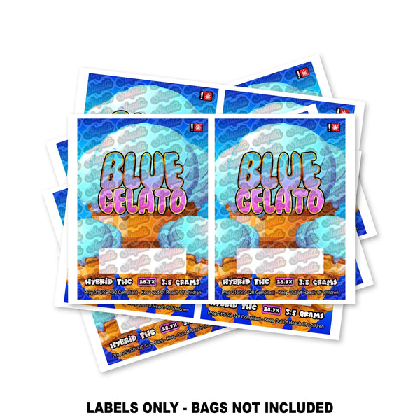 Blue Gelato Mylar Bag Labels ONLY - SLAPSTA