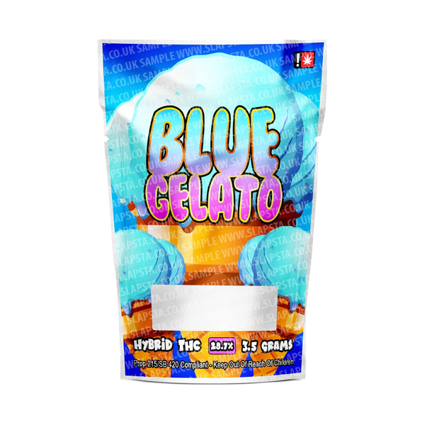 Blue Gelato Mylar Pouches Pre-Labeled - SLAPSTA