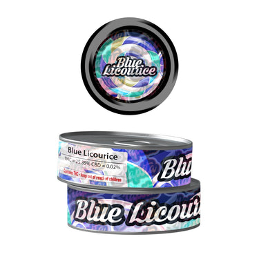 Blue Licorice Pre - Labeled 3.5g Self - Seal Tins - 60pcs