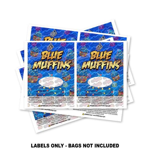 Blue Muffins Mylar Bag Labels ONLY - SLAPSTA