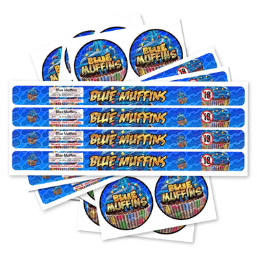 Blue Muffins Pre - Labeled 3.5g Self - Seal Tins - 60pcs