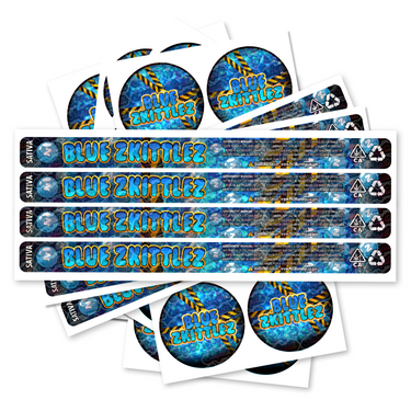 Blue Zkittlez Pre - Labeled 3.5g Self - Seal Tins - 60pcs