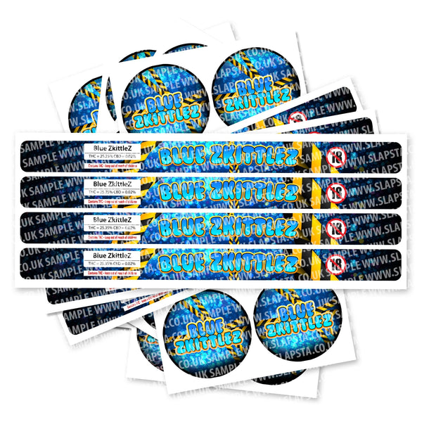 Blue Zkittlez Pressitin Strain Labels - SLAPSTA