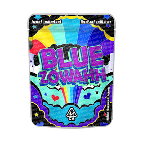 Sachets Mylar bleus Zowahh pré-étiquetés