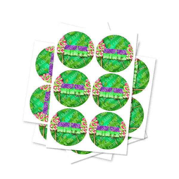 Candy Cane Mintz Circular Stickers - SLAPSTA