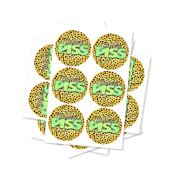 Cheetah Piss Circular Stickers - SLAPSTA