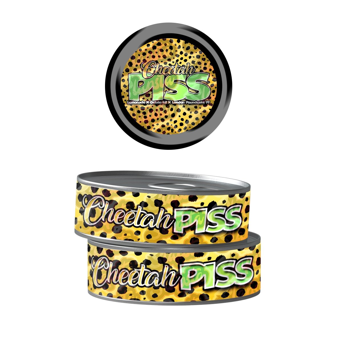 SLAPSTA - Cheetah Piss Pre-Labeled 3.5g Self-Seal Tins