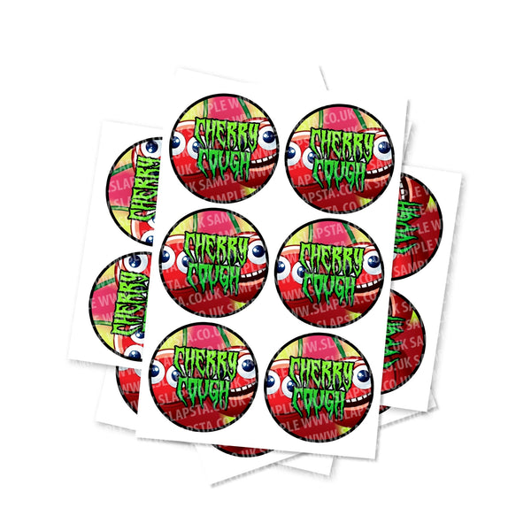 Cherry Cough Circular Stickers - SLAPSTA