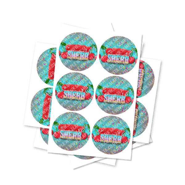 Cherry Sherb Circular Stickers - SLAPSTA