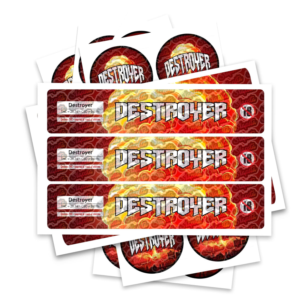 SLAPSTA - Destroyer Glass Jar / Tamper Pot Labels