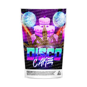 Disco Cake Mylar Pouches Pre-Labeled