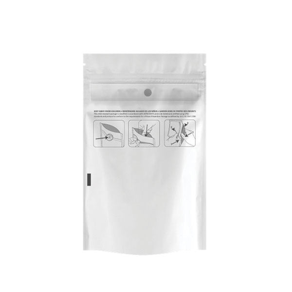 Eighth Ounce (3.5g) Child Resistant Mylar Bags White / Clear - SLAPSTA