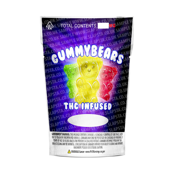 EMPTY Edible THC Gummy Bears Mylar Pouches Pre-Labeled - SLAPSTA