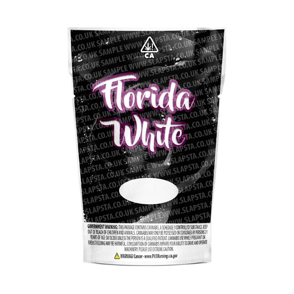 Florida White Mylar Pouches Pre-Labeled - SLAPSTA