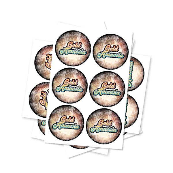 Gold Amnesia Circular Stickers - SLAPSTA