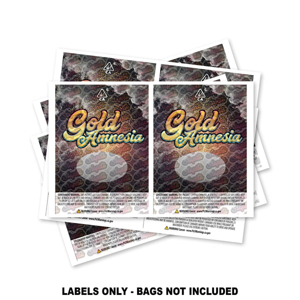 Gold Amnesia Mylar Bag Labels ONLY - SLAPSTA