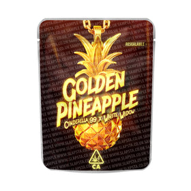 Golden Pineapple Mylar Pouches Pre-Labeled