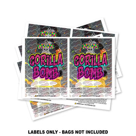 Gorilla Bomb Mylar Bag Labels ONLY