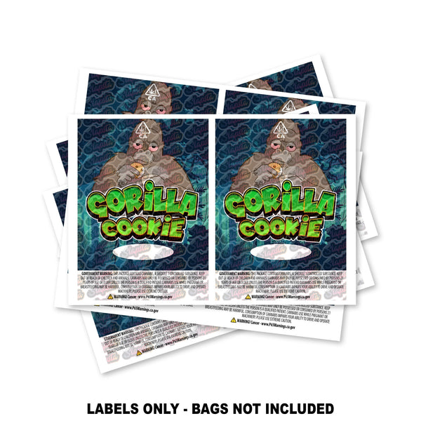 Gorilla Cookie Mylar Bag Labels ONLY - SLAPSTA