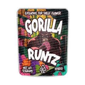 Pochettes Mylar Gorilla Runtz pré-étiquetées 