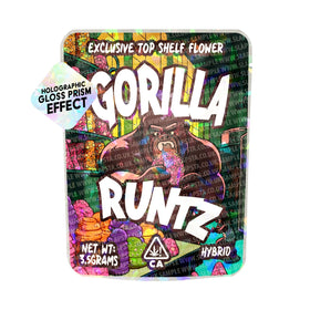 Gorilla Runtz SFX Mylar Pouches Pre-Labeled