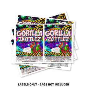 Étiquettes pour sacs Gorilla Zkittlez Mylar UNIQUEMENT