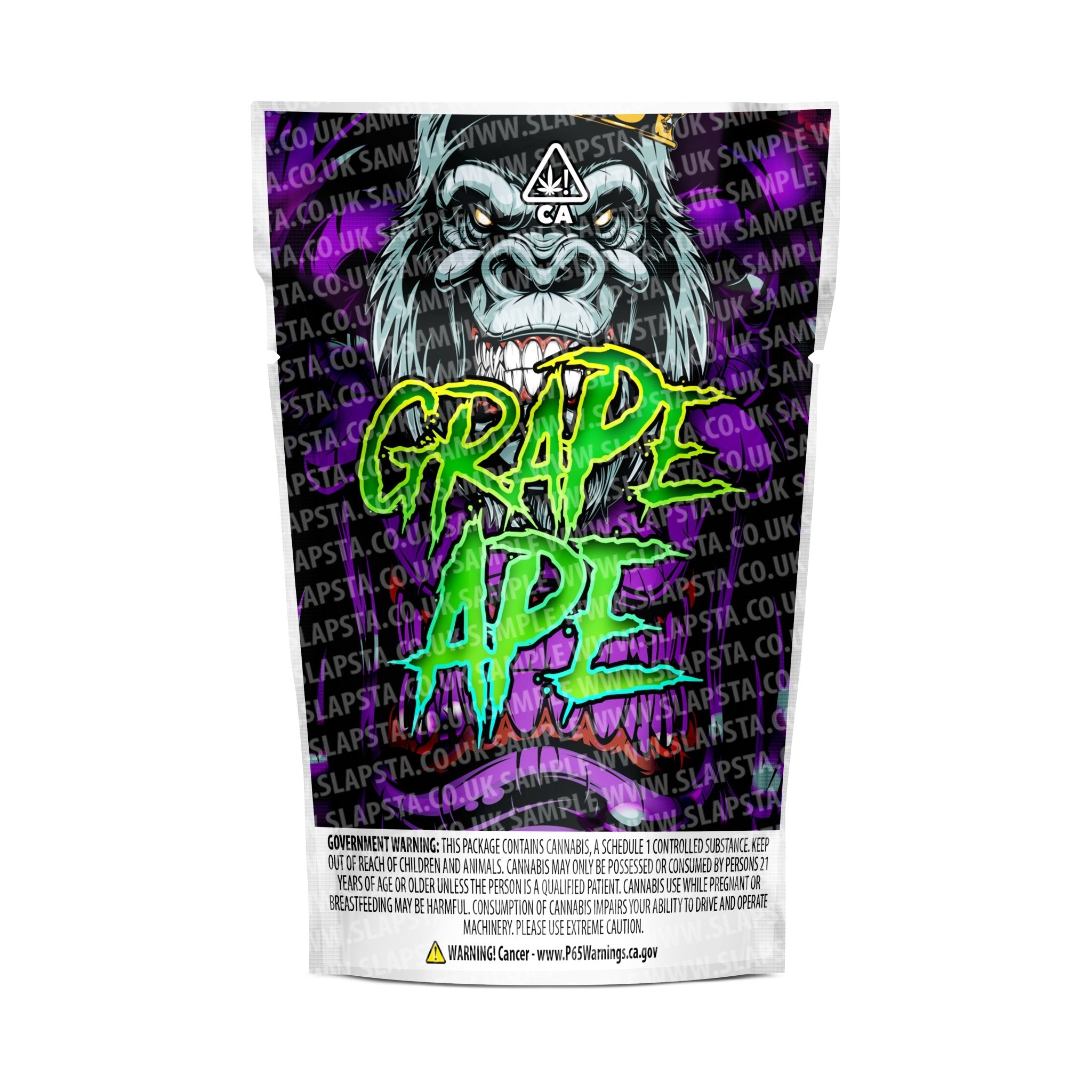 SLAPSTA - Grape Ape Mylar Pouches Pre-Labeled