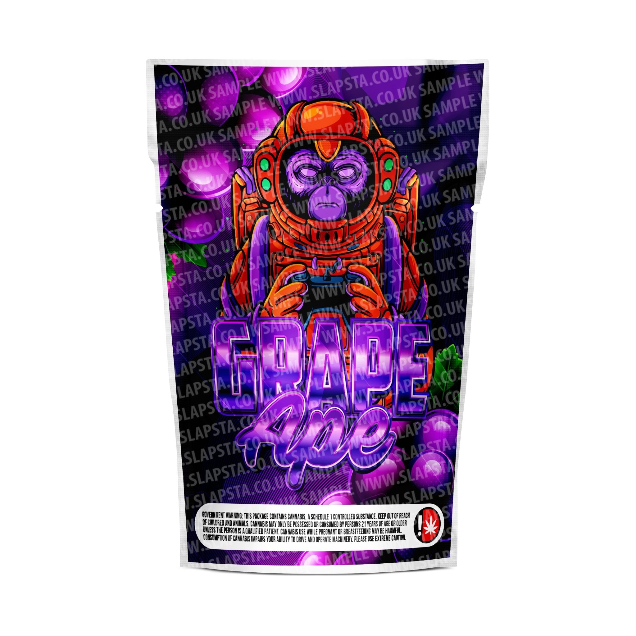 SLAPSTA - Grape Ape Mylar Pouches Pre-Labeled