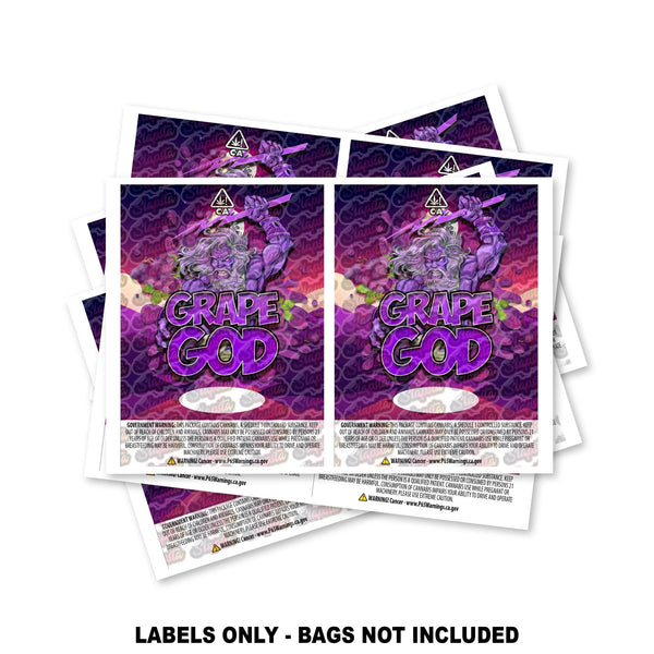 Grape God Mylar Bag Labels ONLY - SLAPSTA