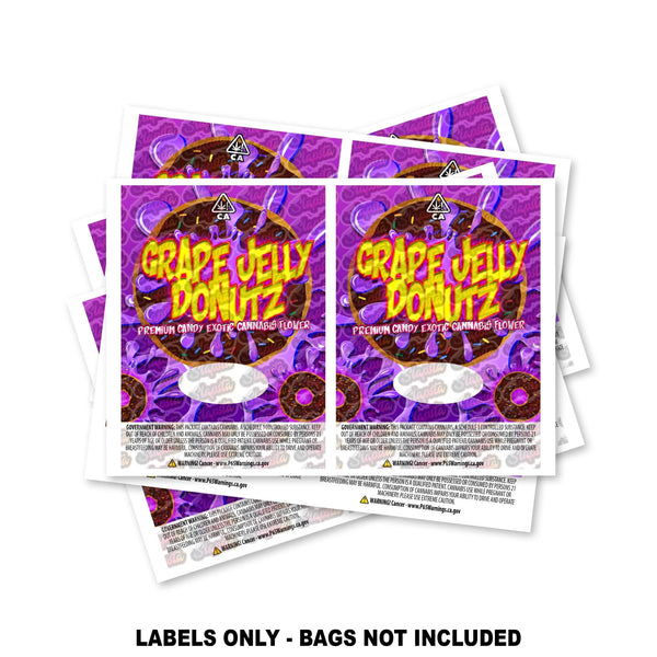 Grape Jelly Donuts Mylar Bag Labels ONLY - SLAPSTA