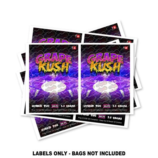 Grape Kush Mylar Bag Labels ONLY - SLAPSTA