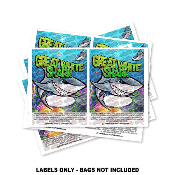 Great White Shark Mylar Bag Labels ONLY - SLAPSTA