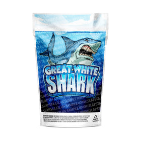 Great White Shark Mylar Pouches Pre-Labeled