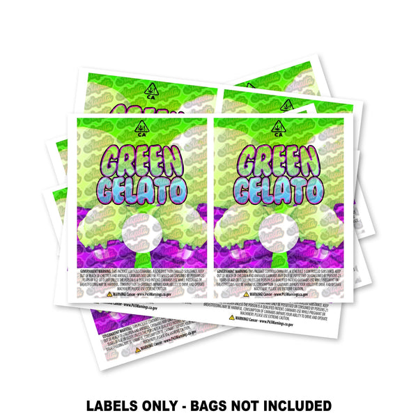 Green Gelato Mylar Bag Labels ONLY - SLAPSTA