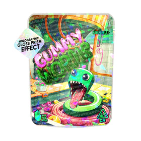 Gummy Worms SFX Mylar Pouches Pre-Labeled