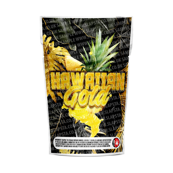 Hawaiian Gold Mylar Pouches Pre-Labeled - SLAPSTA