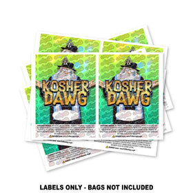 Étiquettes pour sacs Mylar Kosher Dawg UNIQUEMENT