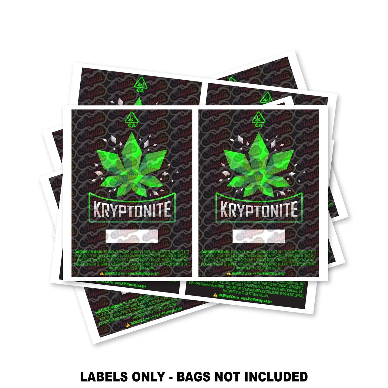 SLAPSTA - Kryptonite Mylar Bag Labels ONLY