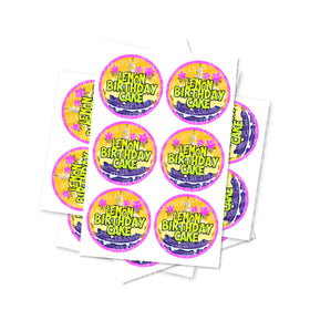 Lemon Birthday Cake Circular Stickers