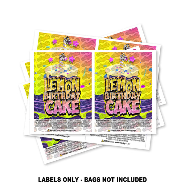 Lemon Birthday Cake Mylar Bag Labels ONLY - SLAPSTA
