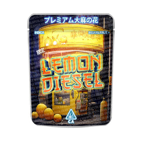 Lemon Diesel Mylar Pouches Pre-Labeled