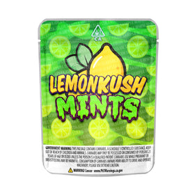 Sachets Mylar Lemon Kush Mints pré-étiquetés 