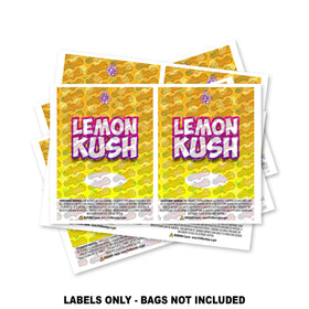 Étiquettes pour sacs Mylar Lemon Kush UNIQUEMENT