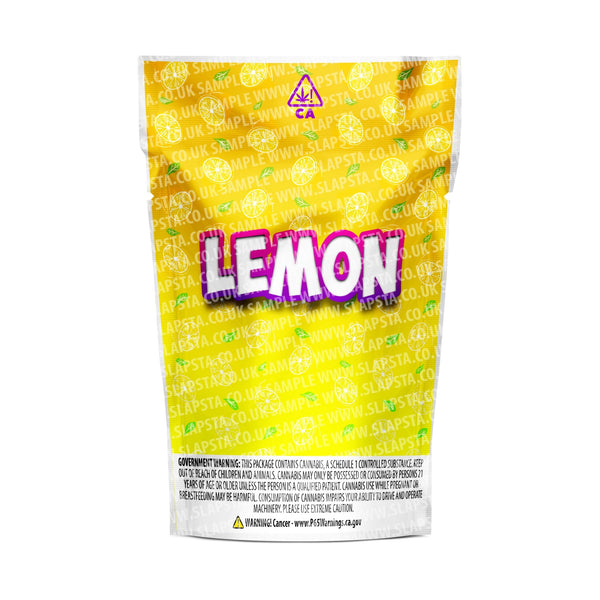 Lemon Mylar Pouches Pre-Labeled - SLAPSTA
