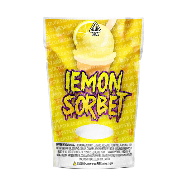 Lemon Sorbet Mylar Pouches Pre-Labeled - SLAPSTA