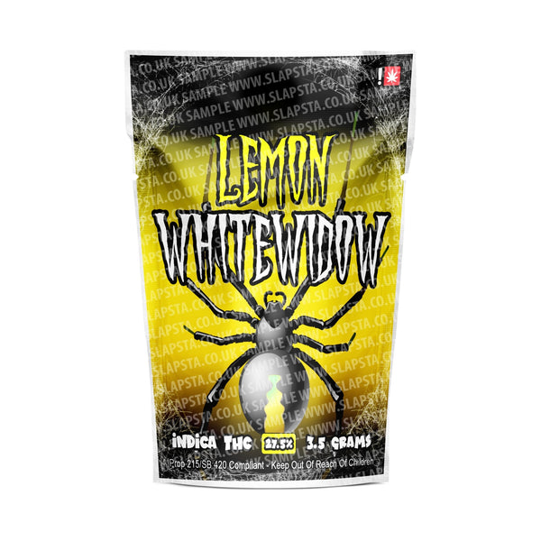 Lemon White Widow Mylar Pouches Pre-Labeled - SLAPSTA