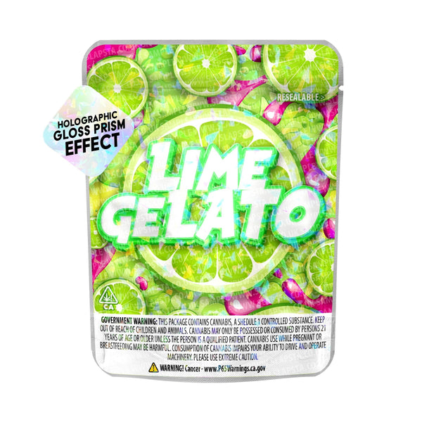 Lime Gelato SFX Mylar Pouches Pre-Labeled - SLAPSTA