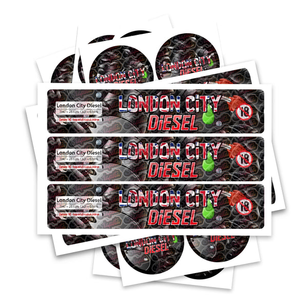 London City Diesel Glass Jar / Tamper Pot Labels - SLAPSTA